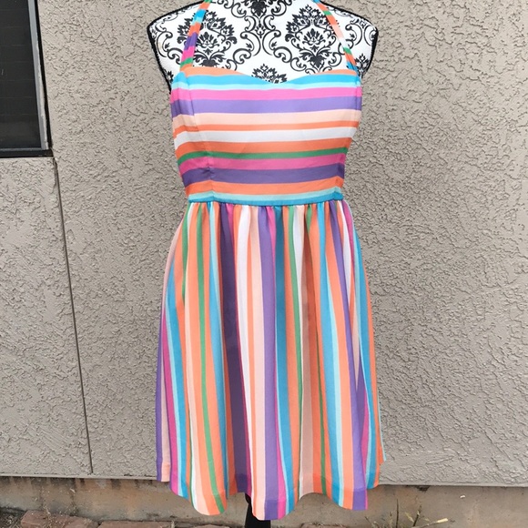 ModCloth Purposefully Piquant Bright Striped Sun Dress - Picture 2 of 7